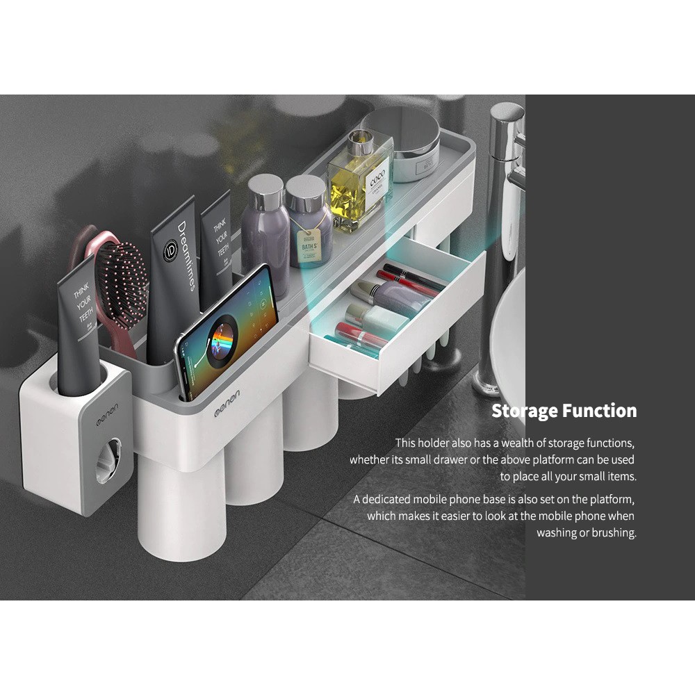 OENEN Bathroom Toothbrush Holder Multi Storage Rack Magnetic Design - A1614 - Rak Sikat &amp; Pasta Gigi