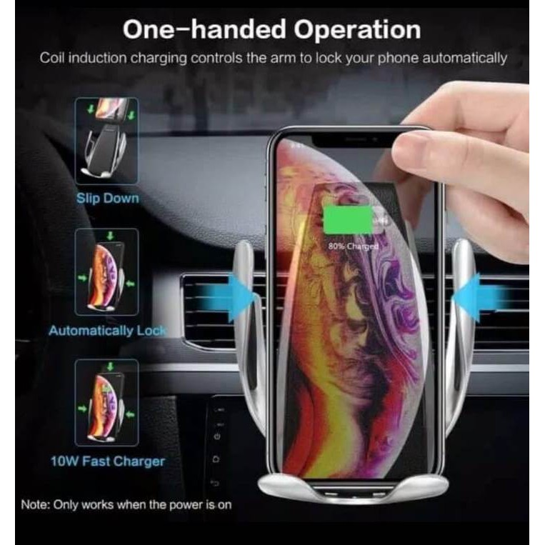 Wireless Car Charger Air Vent Automatic Clamping Mount Holder 10W Fast