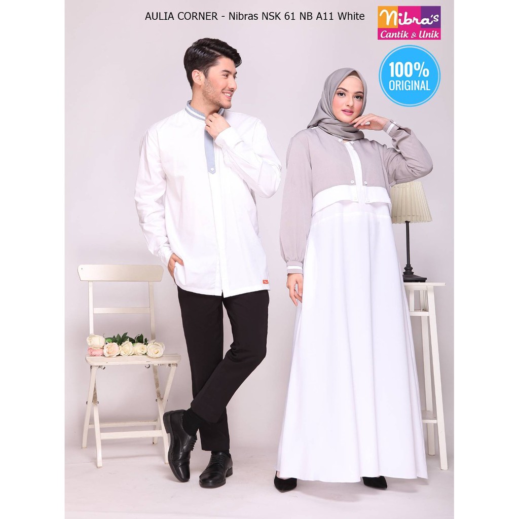 Model Masa Kini Couple Muslim Terbaru Nibras Nsk 61 Nb A11 White ORIGINAL Baju Muslim