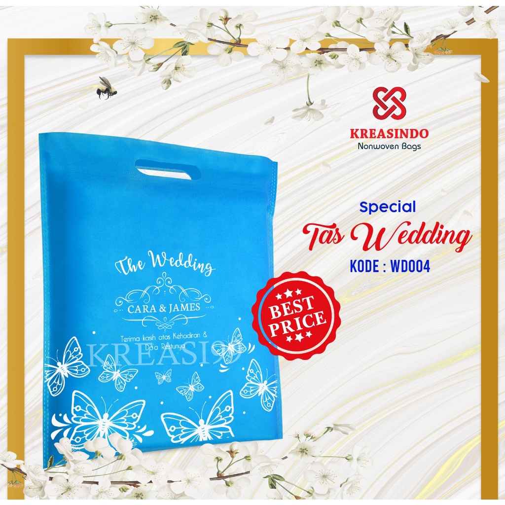 

Souvenir Wedding Tas Spunbond Mesin Plong 30x25x10cm SABLON WD004 MURAAH & HIGH QUALITY!!