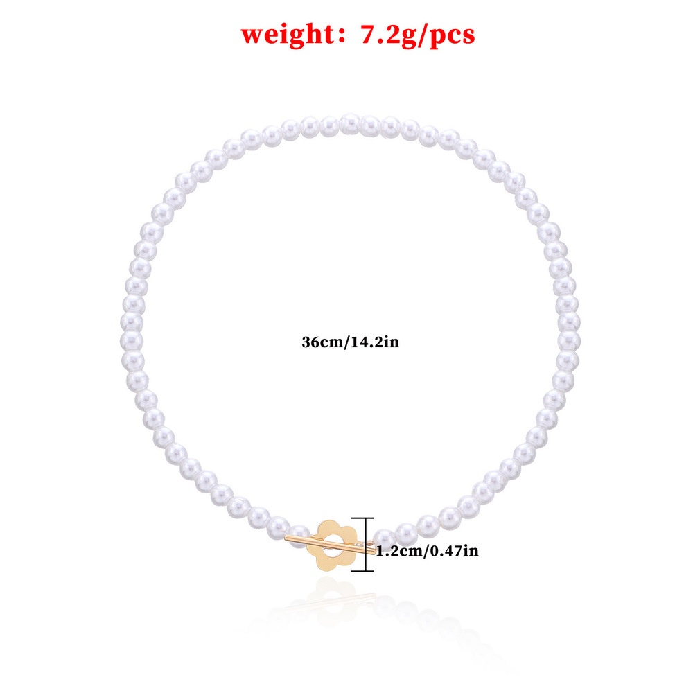 Simple Pearl Necklace Choker Clavicle Chain Temperament Flower OT Buckle Necklace Fashion Jewelry