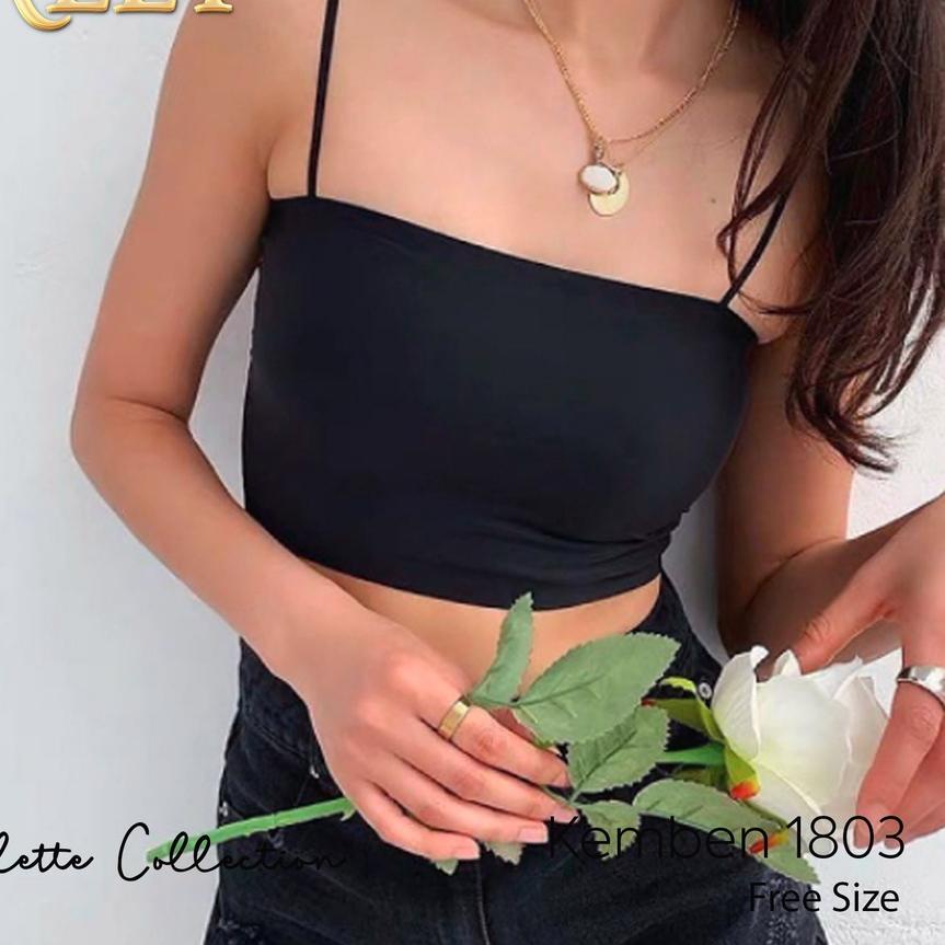 『SHOPEE MALL』 TALLY Bralette Wanita Rajut Fit to L - XL Crop Tanktop Ada Cup Tipis Fashion Bralette 
