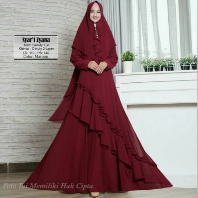 ALY. GAMIS CERUTY // SET GAMIS ZYANA SYAR'I + KHIMAR 2LAPIS