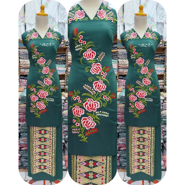 BAHAN BAJU KURUNG MOTIF BORDIR SUJI SONGKET KHAS BUKITTINGGI PADANG