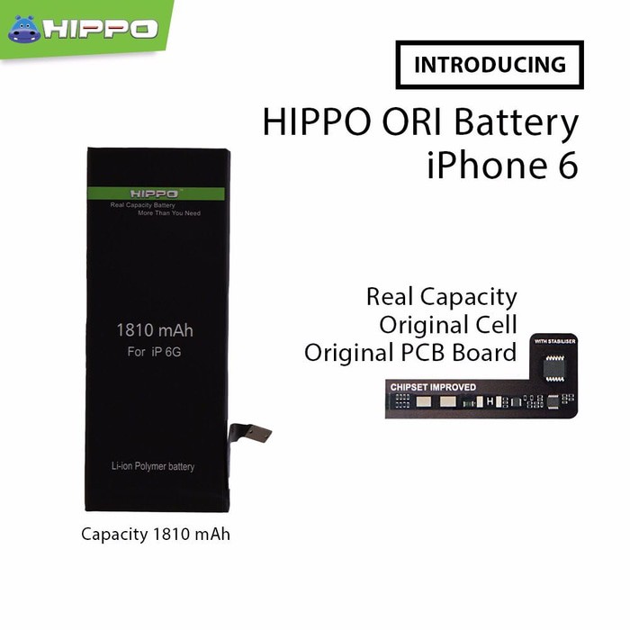 Baterai battery batre Hippo Iphone 6 1810 mAh Original Garansi Resmi