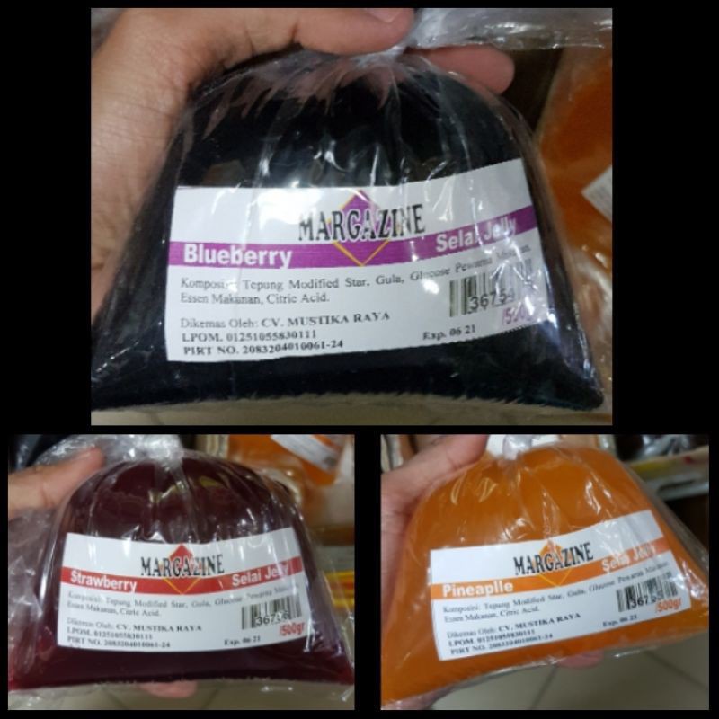 

MARGAZINE Selai 500 gr- Filling - Jam - olesan - isian roti donat - Blueberry Strawberry Nenas Nanas