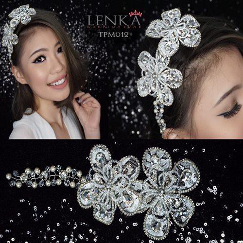 LENKA Tiara Rambut Headpiece Wedding Crown Aksesoris Pesta Pengantin Bunga TPM012