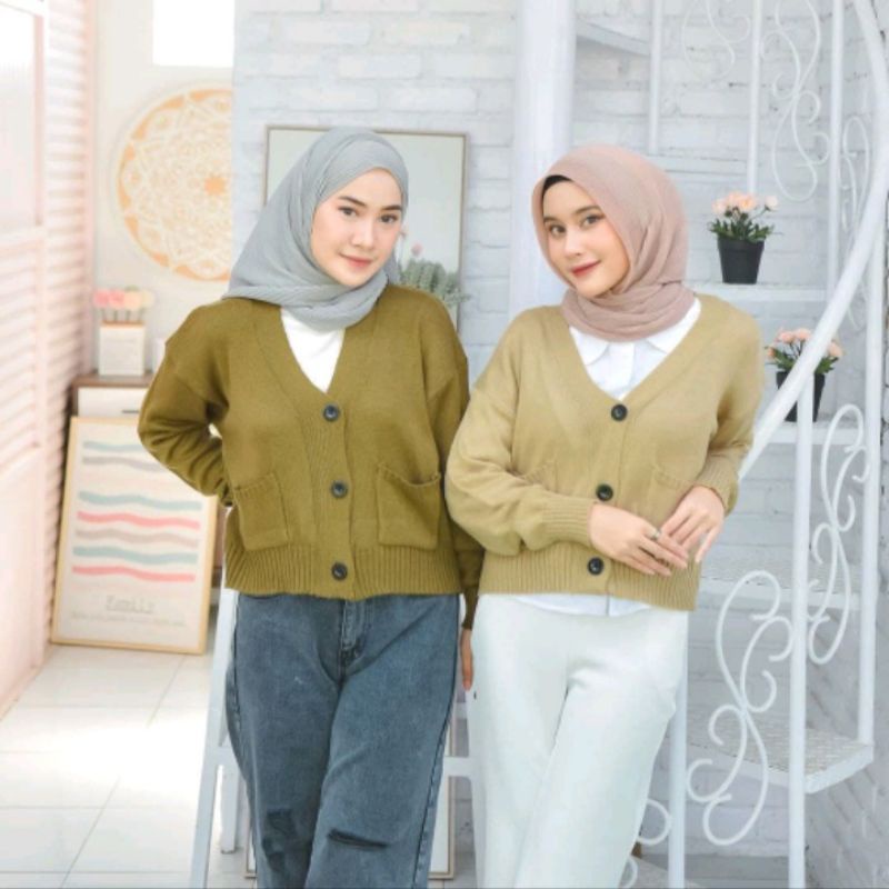 CARDIGAN CROP RAJUT ZARA/CARDIGAN RAJUT CROP SAKU/ATASAN RAJUT CROP WANITA KOREAN STYLE