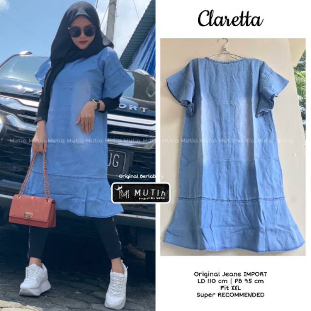 CLARETTA TUNIK JEANS /TUNIK JUMBO/TUNIK JEANS /TUNIK MURAH /COD
