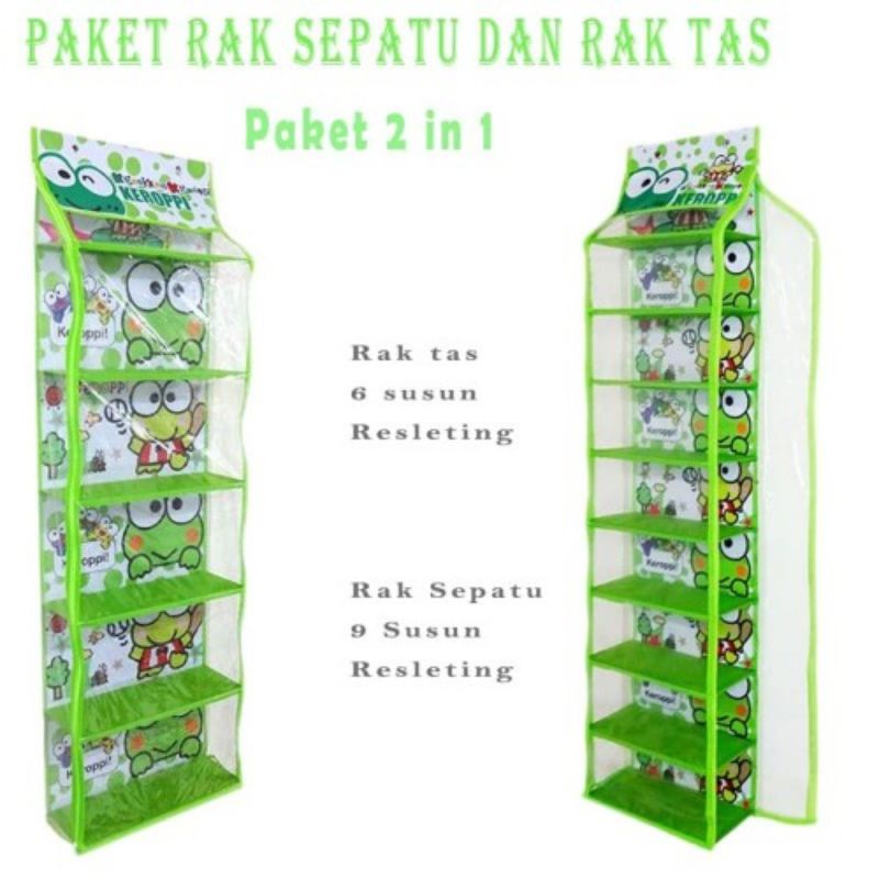 RAK SET 2 IN 1 KARAKTER( RAK SEPATU+RAK TAS )