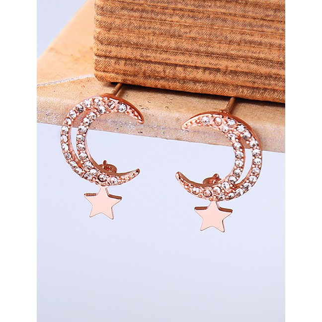 LRC Anting Tusuk Fashion Alloy Diamond Star Star Earrings F91412