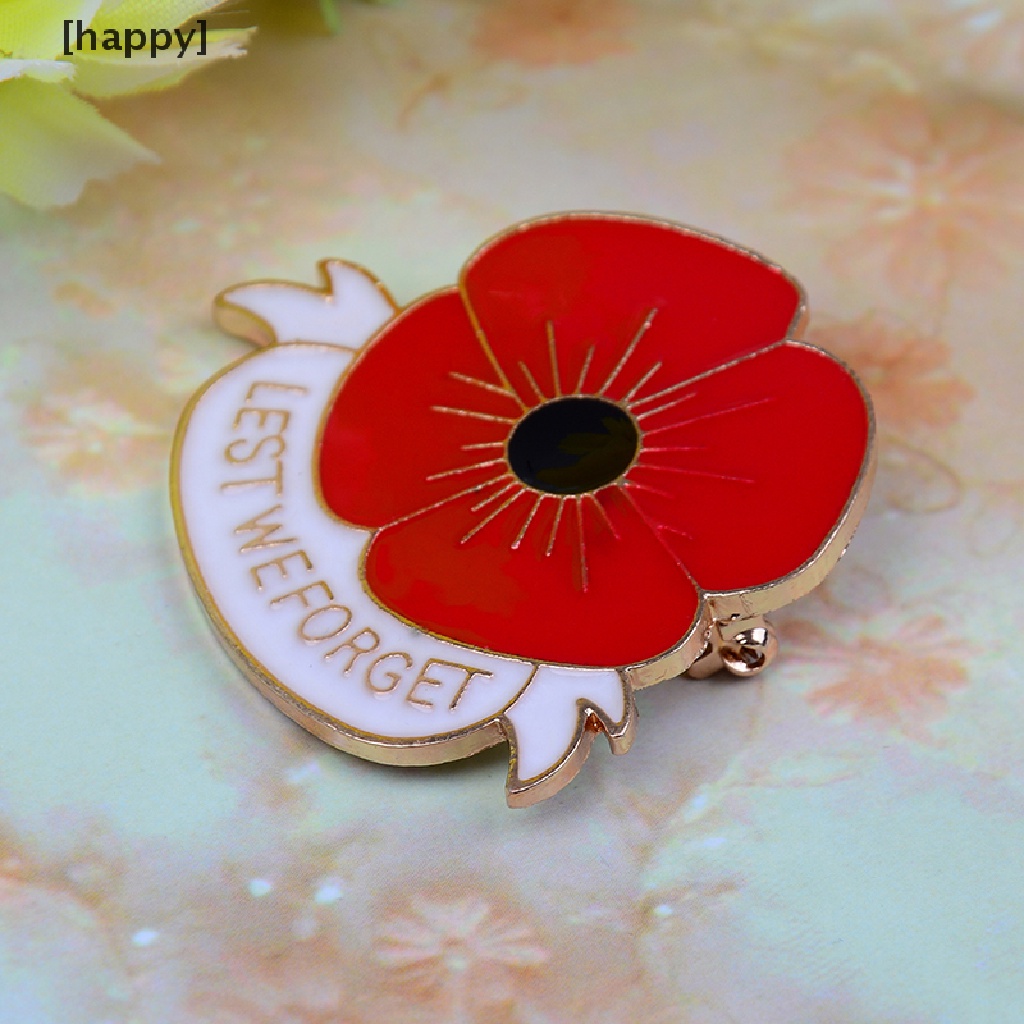 Pin Bros Enamel Bentuk Bunga Poppy Warna Merah Untuk Hadiah