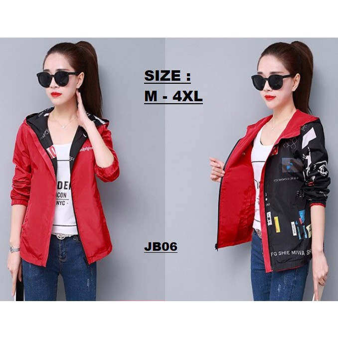 Jacket Wanita Parasut Printed Bolak Balik JB