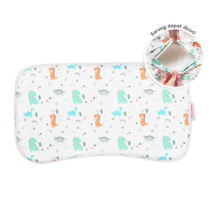 Crea Bantal Peyang Crea Baby Dino Series Memory Foam Baby Pillow With Pillow Case / Bantal Anti Peyang / Bantal Tidur Bayi