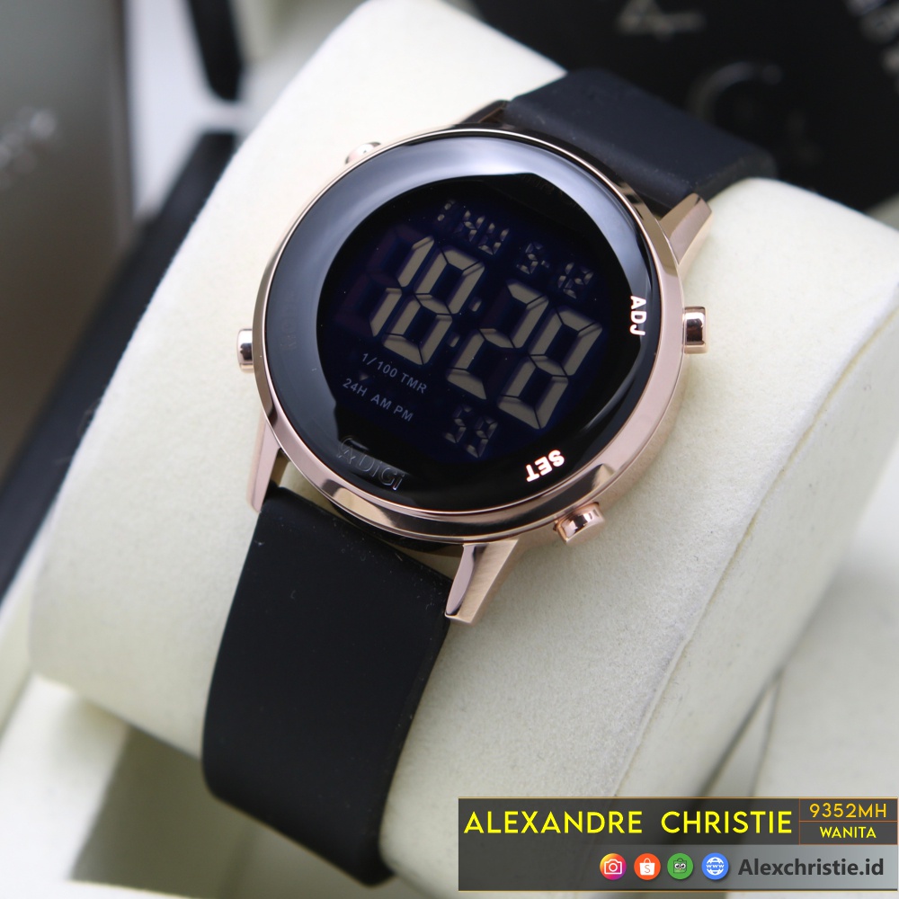 New 2022 Jam Alexander Christie Wanita Digital AC 9352MH Black Rosegold Original Cantik Elegan