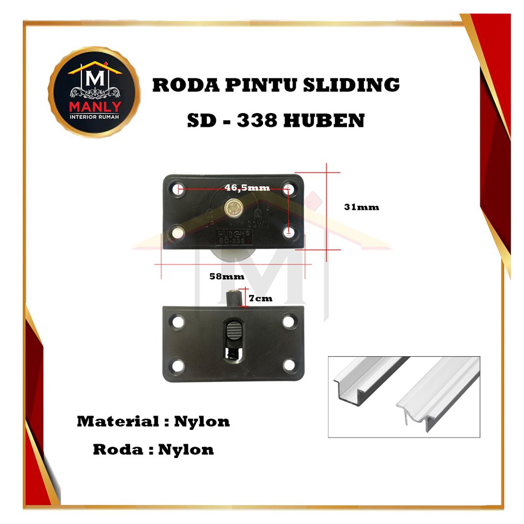 Roda Pintu Lemari Sliding Geser SD 338 Isi 1 set