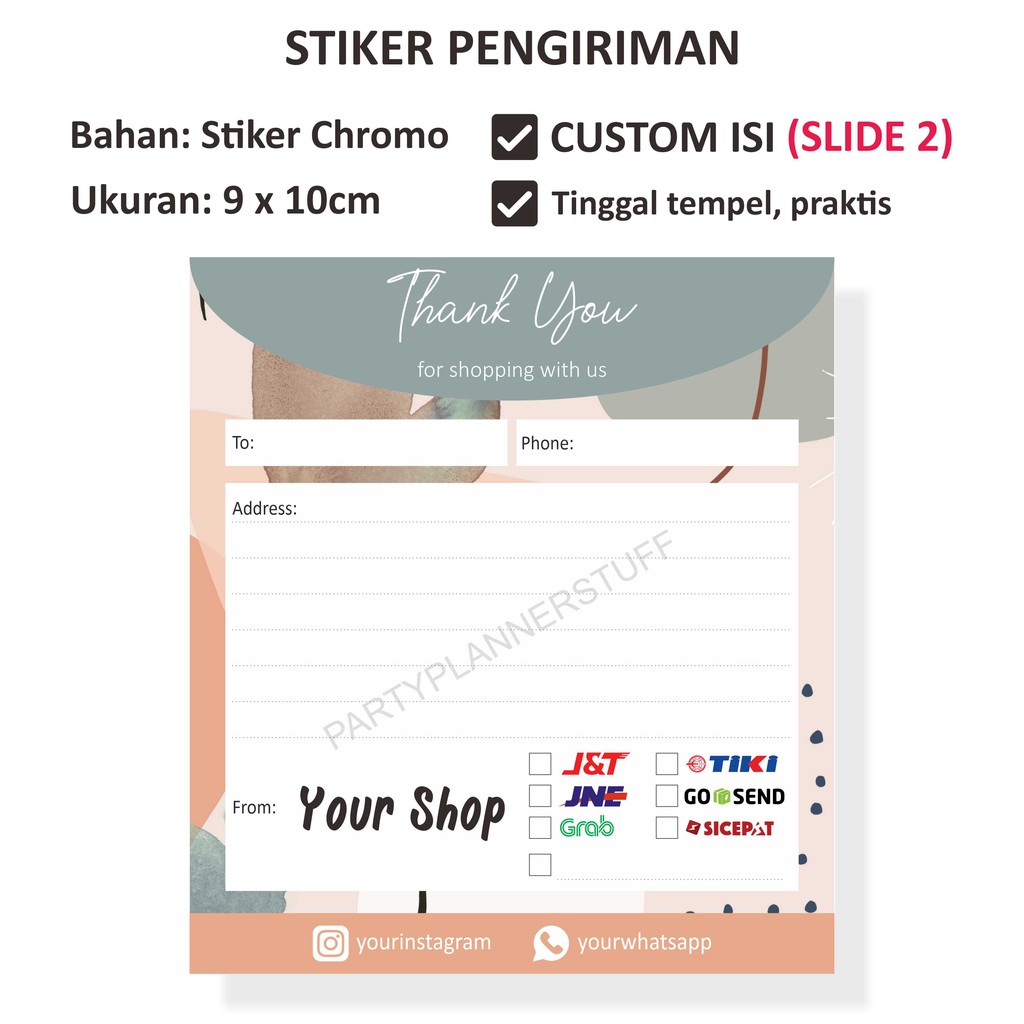 

Stiker pengiriman - shipping label murah - stiker alamat online shop - custom stiker alamat simple