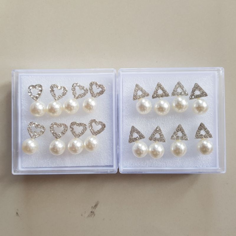 Anting Giwang Permata Mutiara Box 4pasang Grosir