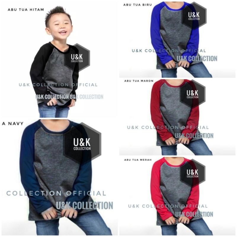 Kaos Anak Lengan Panjang Kaos Raglan Kids Kaos Polos Anak Tanggung Lengan Panjang