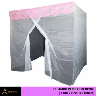 Kelambu Tidur  Persegi Markiset Warna  Putih Poni 