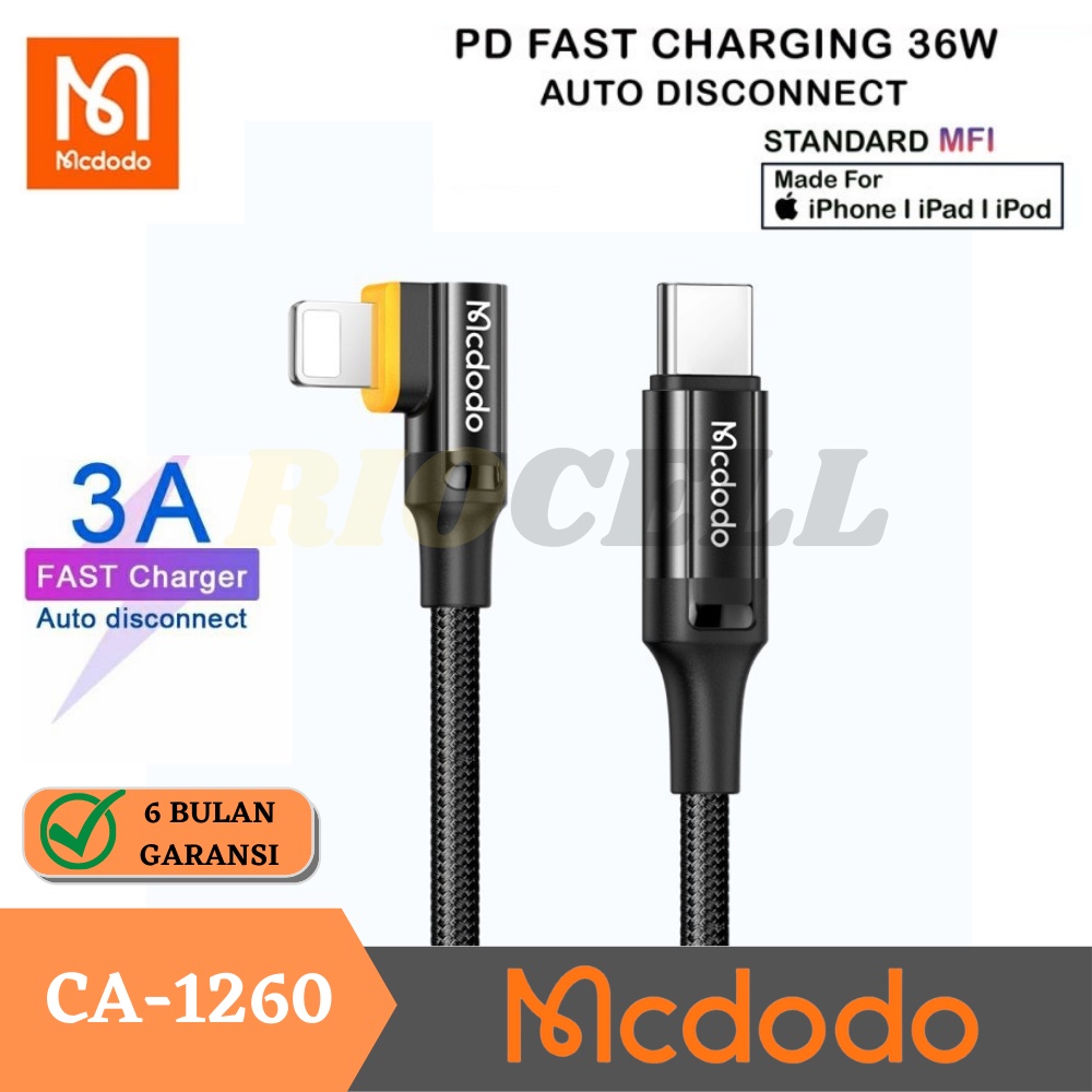 Mcdodo Kabel Charge &amp; Sync Gaming C to Lightning 36W Auto Power Off CA 6120