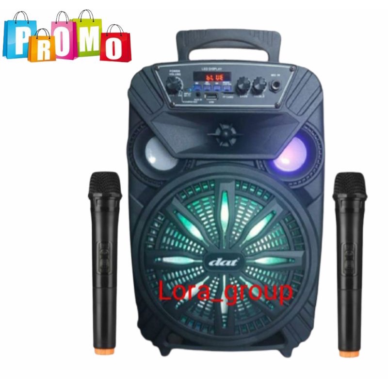 Speaker Bluetooth 8 inch DAT DT 806 Radio USB + 2 Mic Wireless Extra Bass Speaker Portable