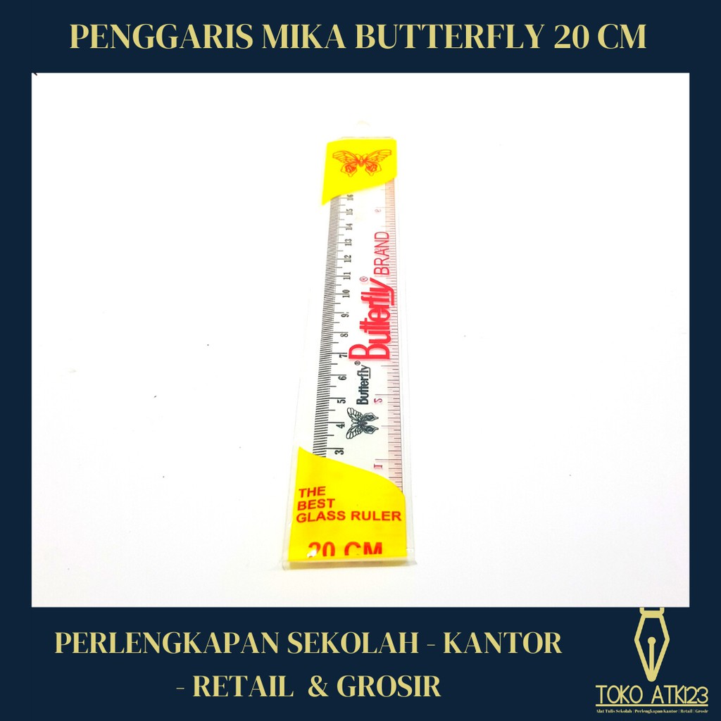 Penggaris Mika Plastik 20 cm Merk Butterfly