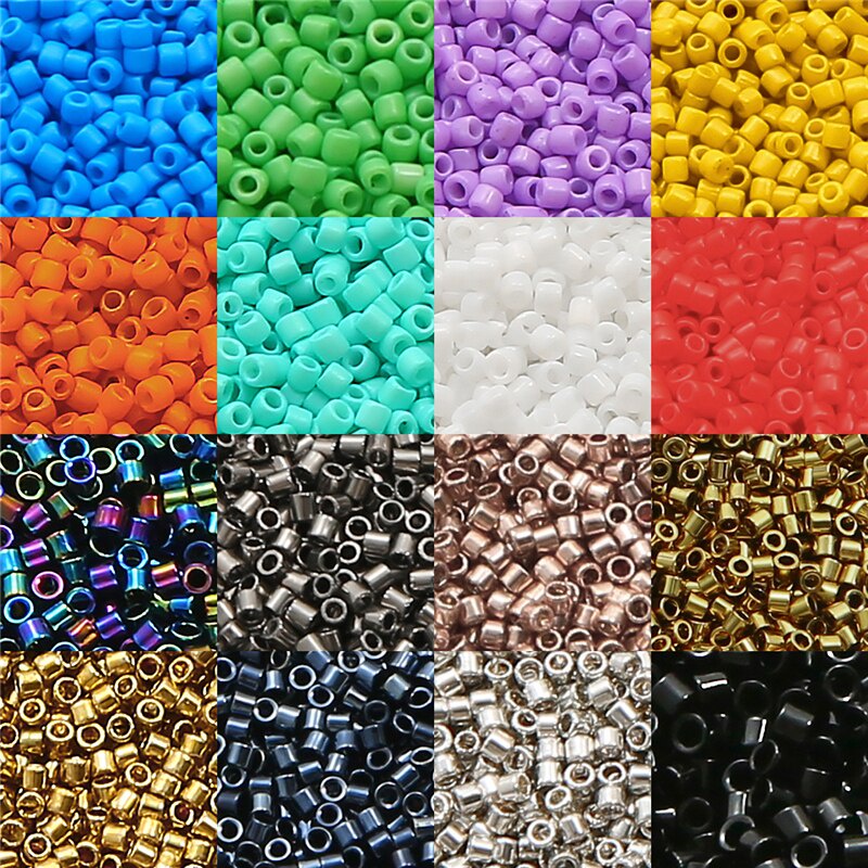 1900pcs Manik-Manik Kaca Delica 2mm 10g Warna Solid Untuk Membuat Perhiasan Gelang