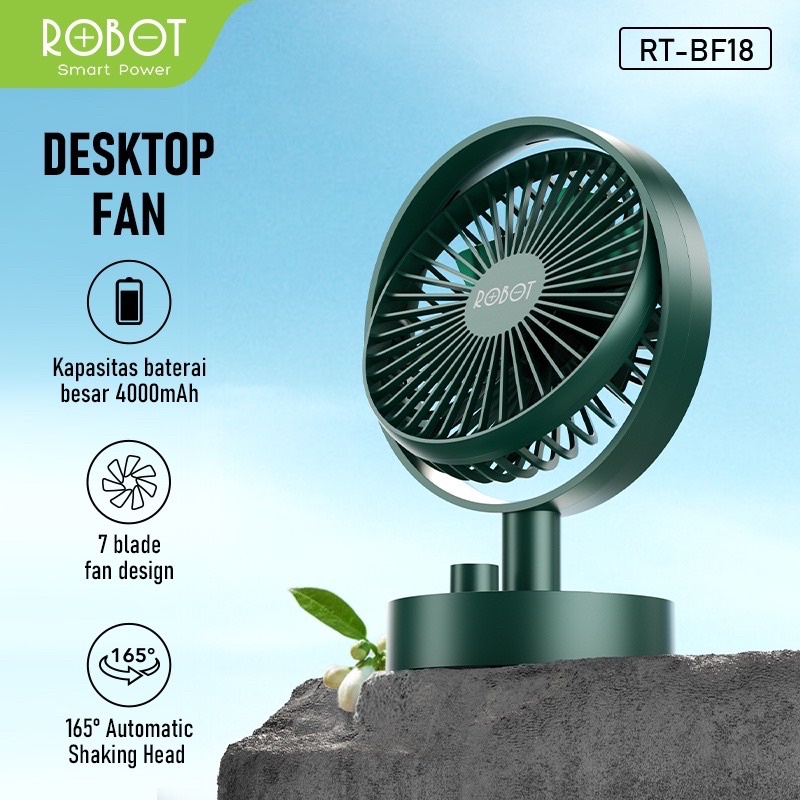 ROBOT Mini Desktop Fan RT-BF18 Kipas Meja Mini Portable Original - Garansi Resmi 1 Tahun