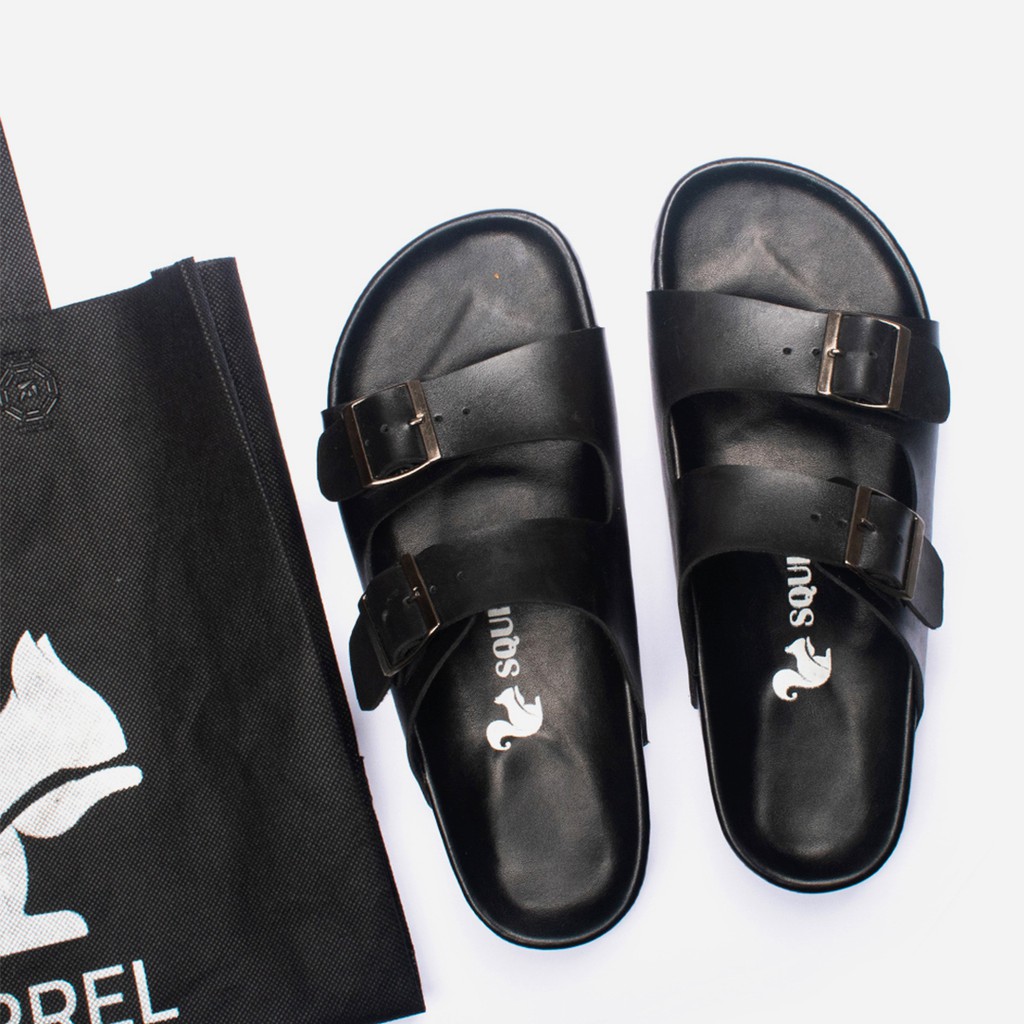 Adson Full Black | Sendal Strap Original Santai Kasual Pria Wanita Sandal Footwear | FORIND Squirrel