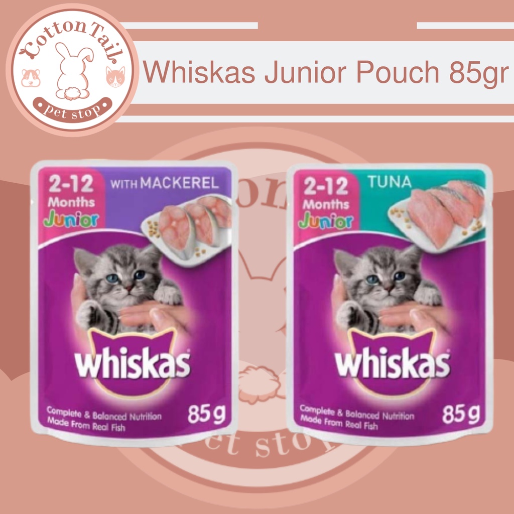 Whiskas Junior Tuna SASET / Mackarel 85 gr. Makanan basah kucing