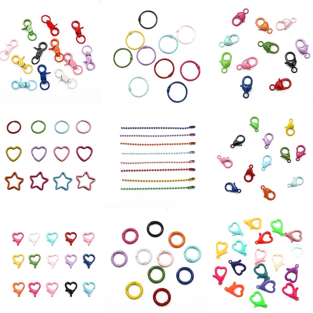 Candy Color Key Chain Metal Lobster Clasp Heart-Shaped Keychain DIY Charms for Jewelry Making Accessories Pandent