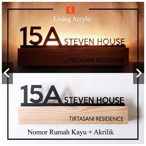 Nomor Rumah Kayu Pinus Akrilik Panjang 35cm