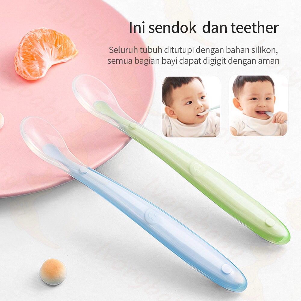 COLORFUL BABY SPOON / BPA FREE LATEX FREE PVC FREE / BABY SPOON / SENDOK MAKAN BAYI / ALAT MPASI / SENDOK MAKAN ANAK / PERALATAN MAKAN / SILICONE SOFT SPOON / SENDOK LENTUR / SILICONE BABY SPOON