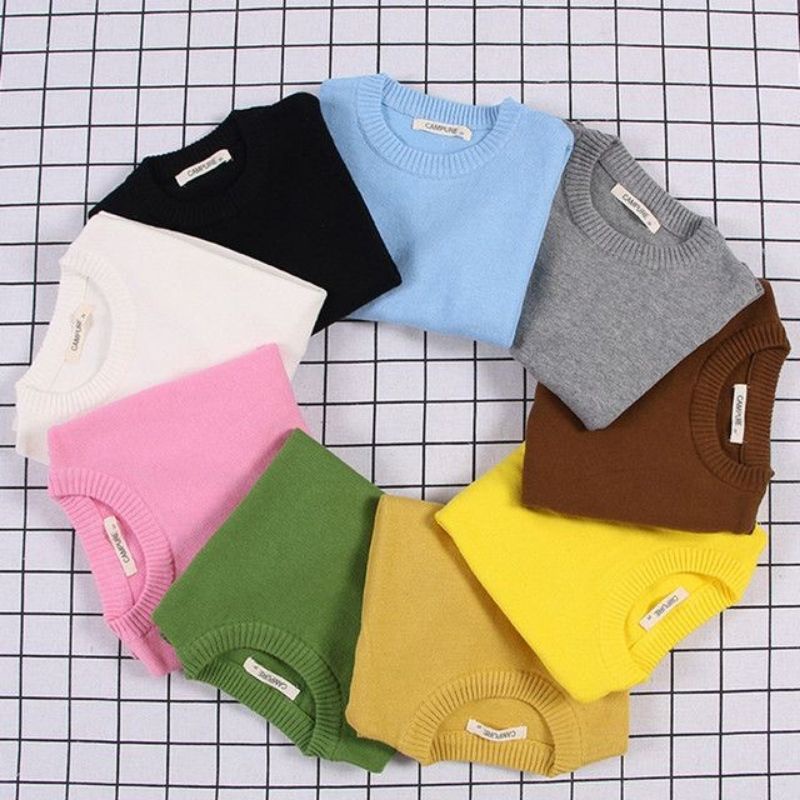 Sweater Anak Laki Laki Polos Premium / Crewneck Long sleeve Anak Polos 1-12 Tahun