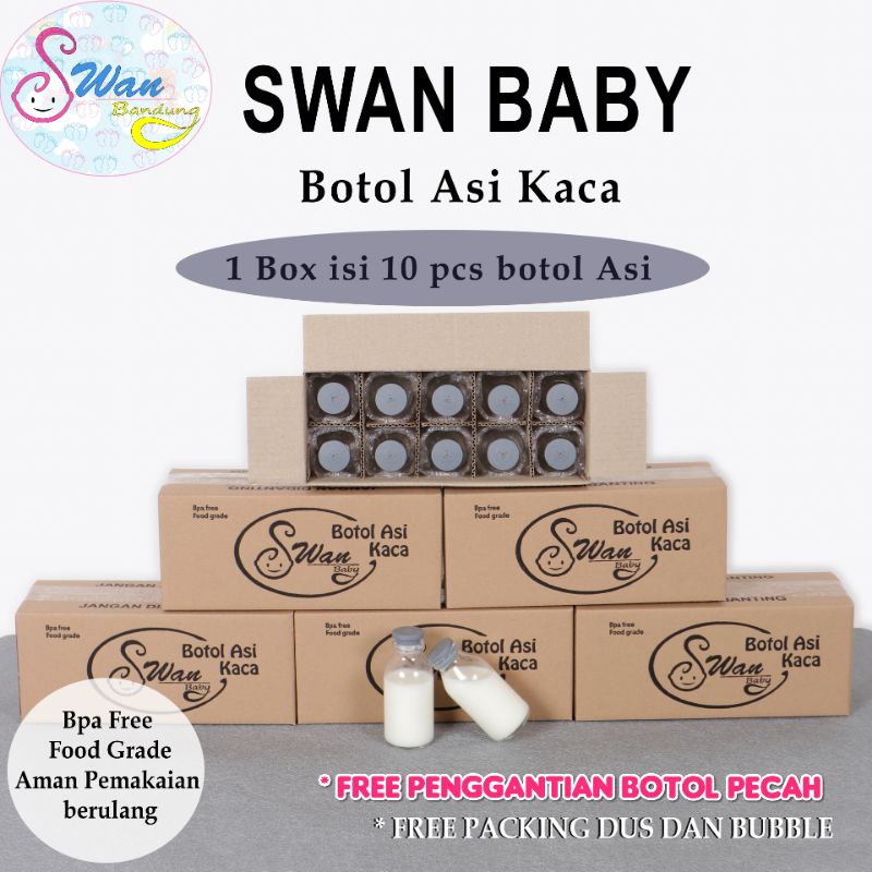 Botol Asi Kaca Swan Baby 100ml 1 box isi 10 pcs