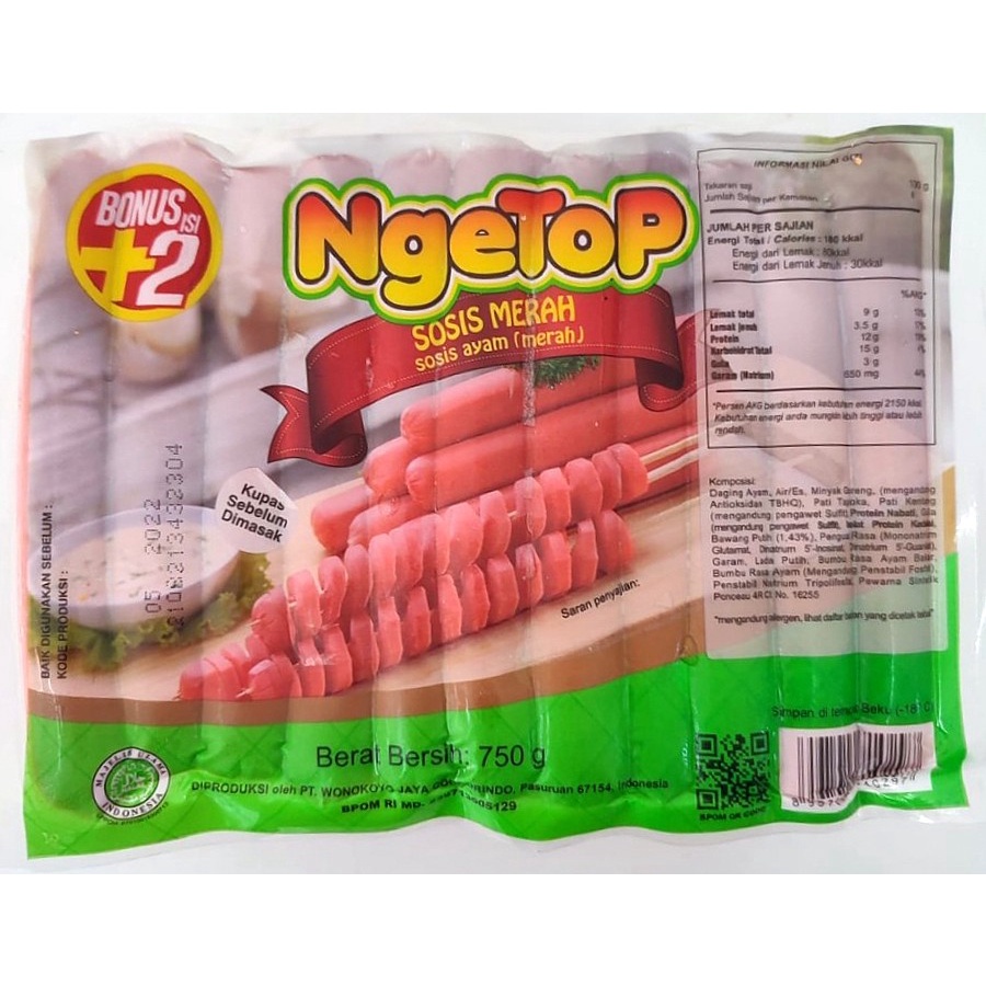

NgeTop Sosis Ayam Merah Ulir 750gr (KHUSUS KURIR INSTANT)