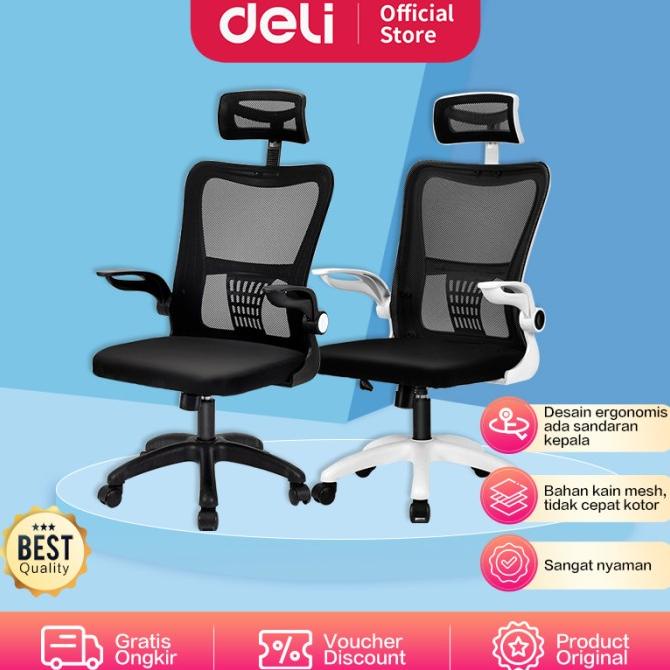 ada Deli Kursi Kantor / Kursi Kerja Jaring dengan Senderan Kepala E492X ready
