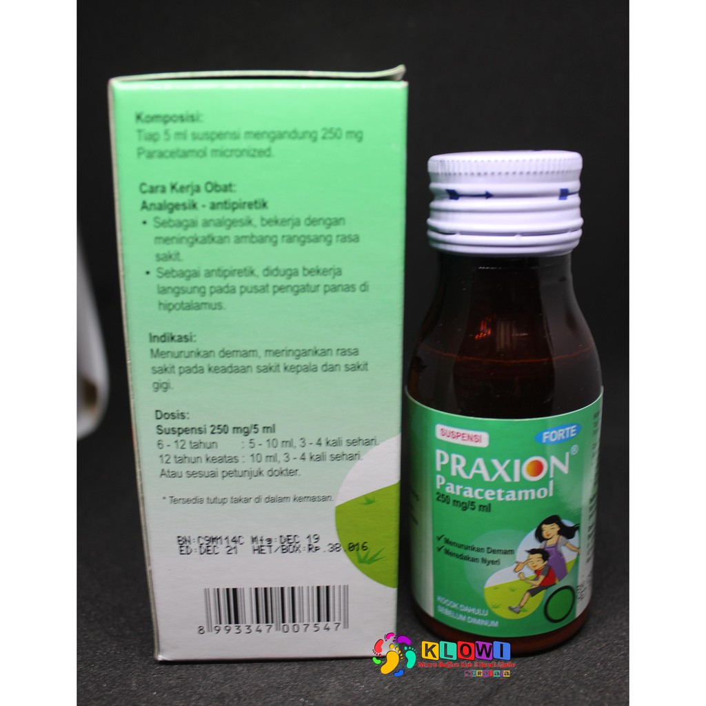 PRAXION FORTE PENURUN PANAS ANAK, Micronized PARACETAMOL,MEREDAKAN DEMAM, rasa jeruk 60 ML