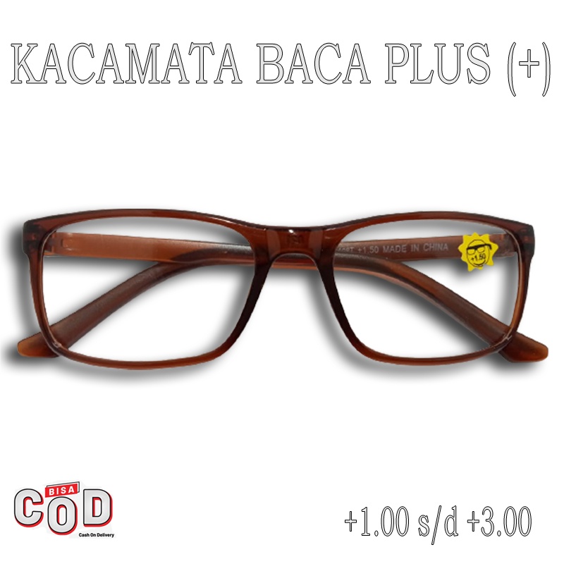 kacamata baca plus Coklat (+) kaca mata plus uk +1.00 s/d +3.00 untuk pria wanita UNISEX kacamata lensa plus kacamata rabun dekat reading glasses kaca mata baca fashion terbaru