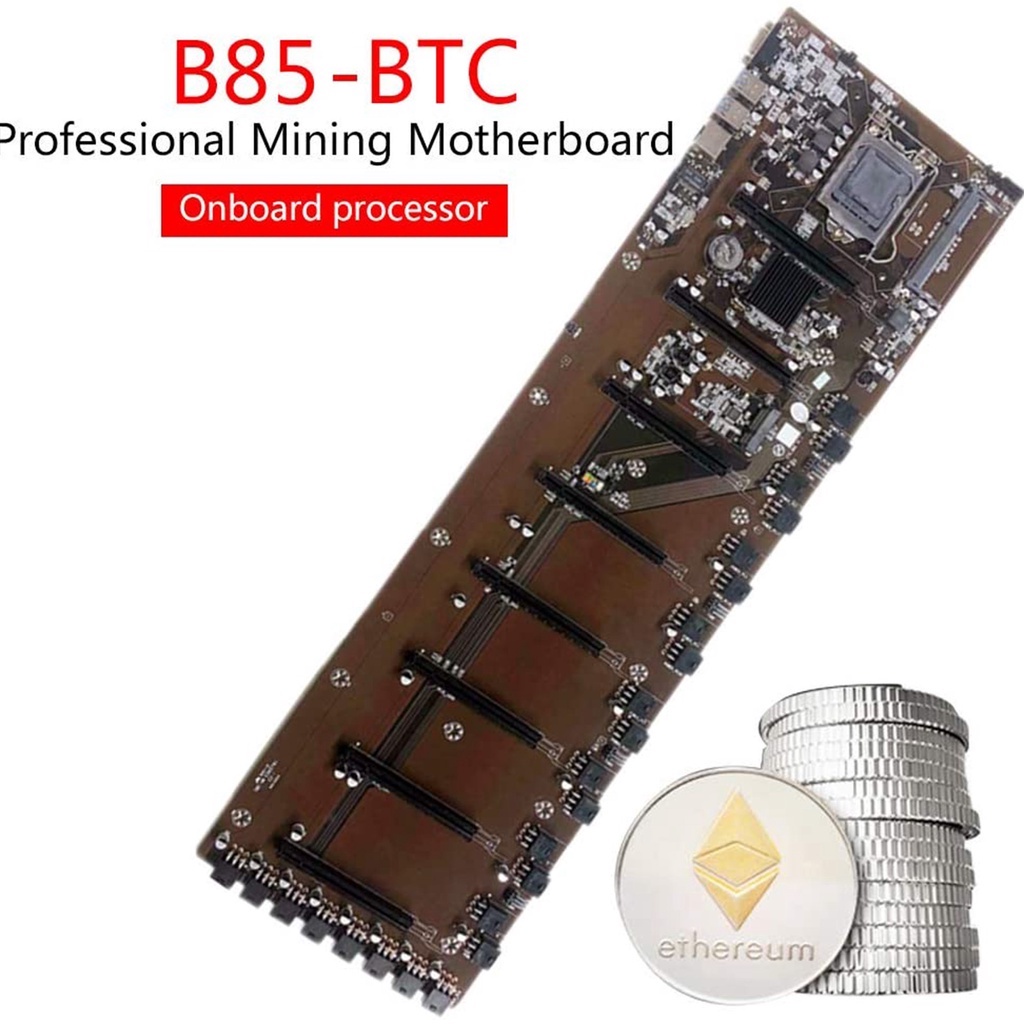 BTC-B85 Mining Motherboard DDR3 Kartu Grafik 8 Slot 65mm Spacing Mainboard huite