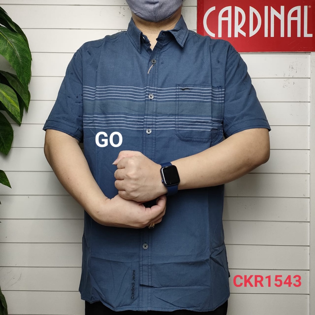 gof CARDINAL KEMEJA REGULAR Hem Pria Baju Cowok Pakaian Pria Lengan Pendek Kemeja Distro Original