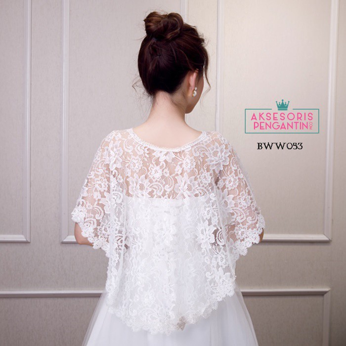 [STOK TERBATAS] BOLERO CARDIGAN BROKAT AKSESORIS WEDDING PESTA PUTIH BWW053