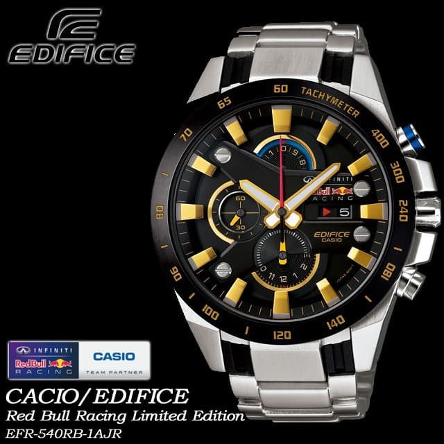 CASIO EDIFICE EFR-540 Red Bull Racing Silver List GOLD Jam Tangan Pria