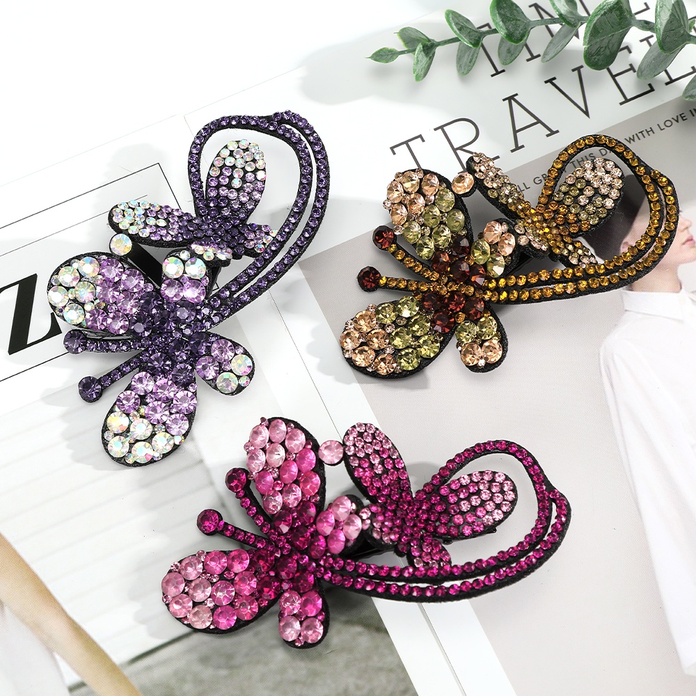 Korean Crystal Diamond Butterfly Hair Clip Fashion Retro Hairpin Women Hair Accessories