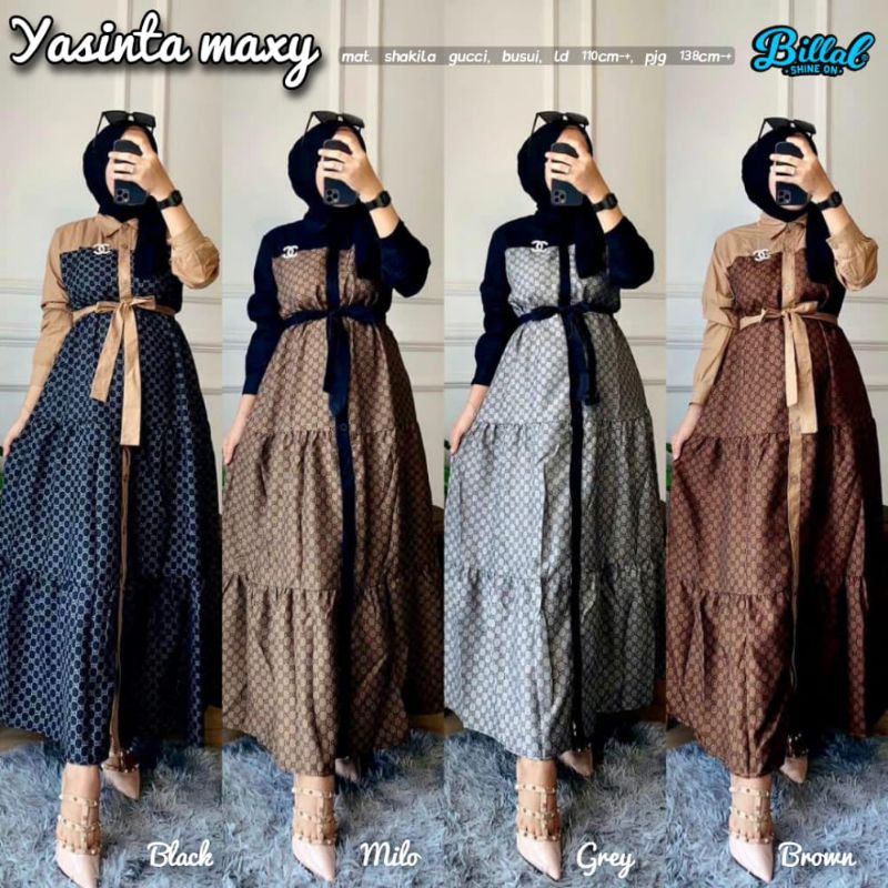 YASINTA DRESS GAMIS WANITA KEKINIAN BAHAN SHAKILA