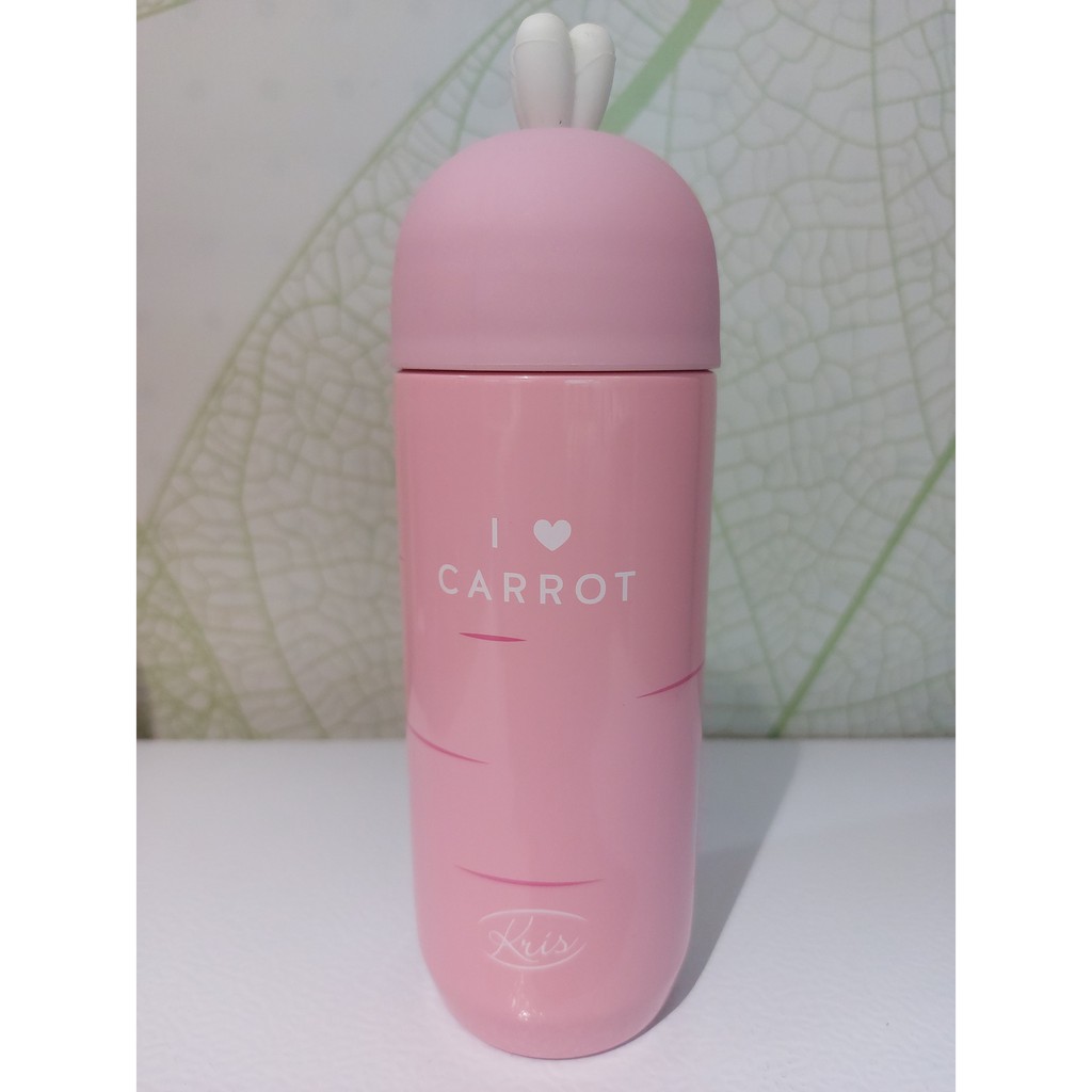 Bottle Vacuum Carrot / Botol Minum 280 Ml / Vacum Flask Pink &amp; White