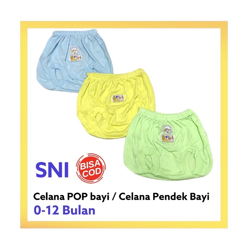 3 PCS CELANA POP BAYI / CELANA KACAMATA BAYI POLOS WARNA / CELANA PENDEK BAYI BARU LAHIR