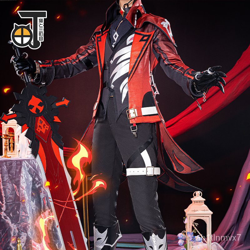 Genshin Impact Cosplay Costume Diluc Costume Red Dead of Night Shoes