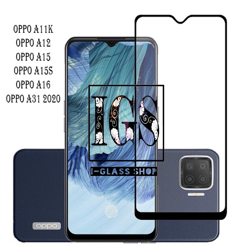 TEMPERED GLASS 5D OPPO A11K k A12 A15 A31 A15S A16 A16E A17 A18 A77S e 2020 Full Screen List HITAM P